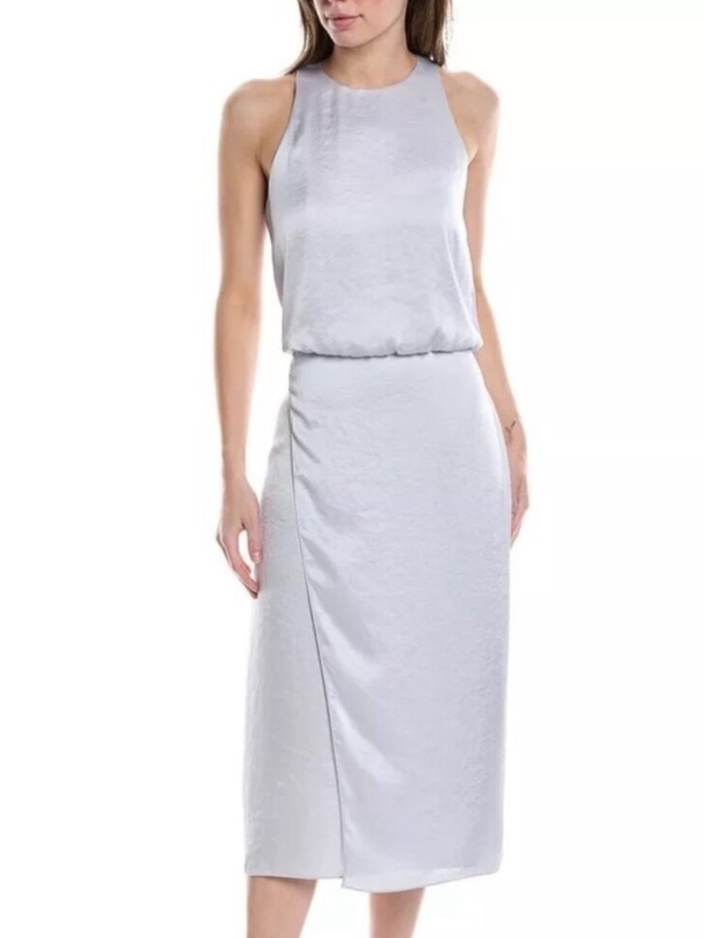 Theory Tank layer Midi Dress Hydrangea crushed satin